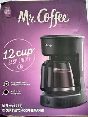 Mr. Coffee 12-Cup Drip Coffeemaker in Black - Easy On/Off Brewing
